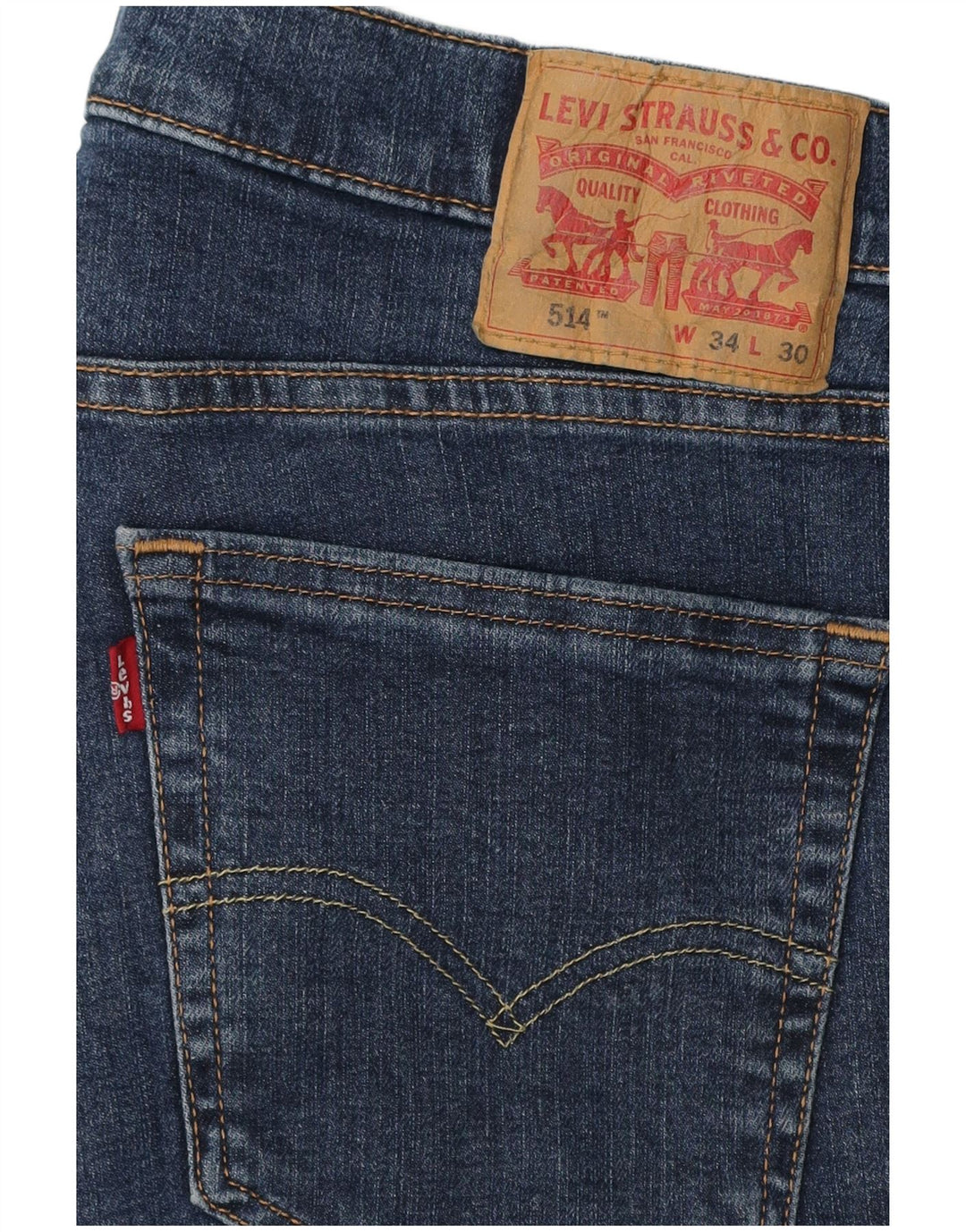 Levi's Herre 514 Cropped Jeans W34 L24 Marineblå Bomuld