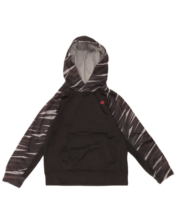 Russell Athletic Boys Hoodie Jumper 7-8 år Medium Sort Geometrisk