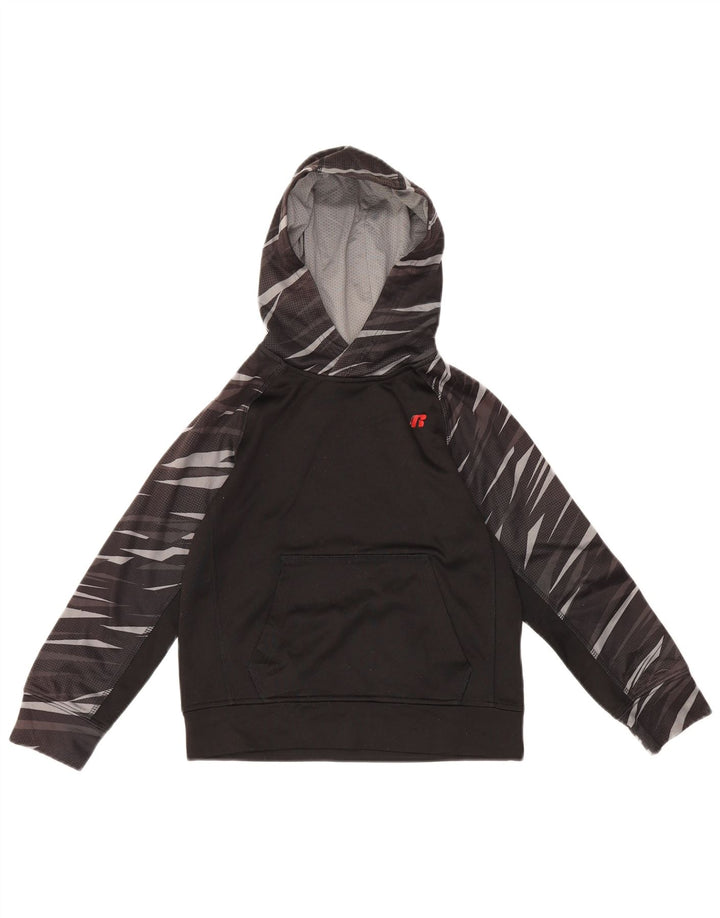 Russell Athletic Boys Hoodie Jumper 7-8 år Medium Sort Geometrisk