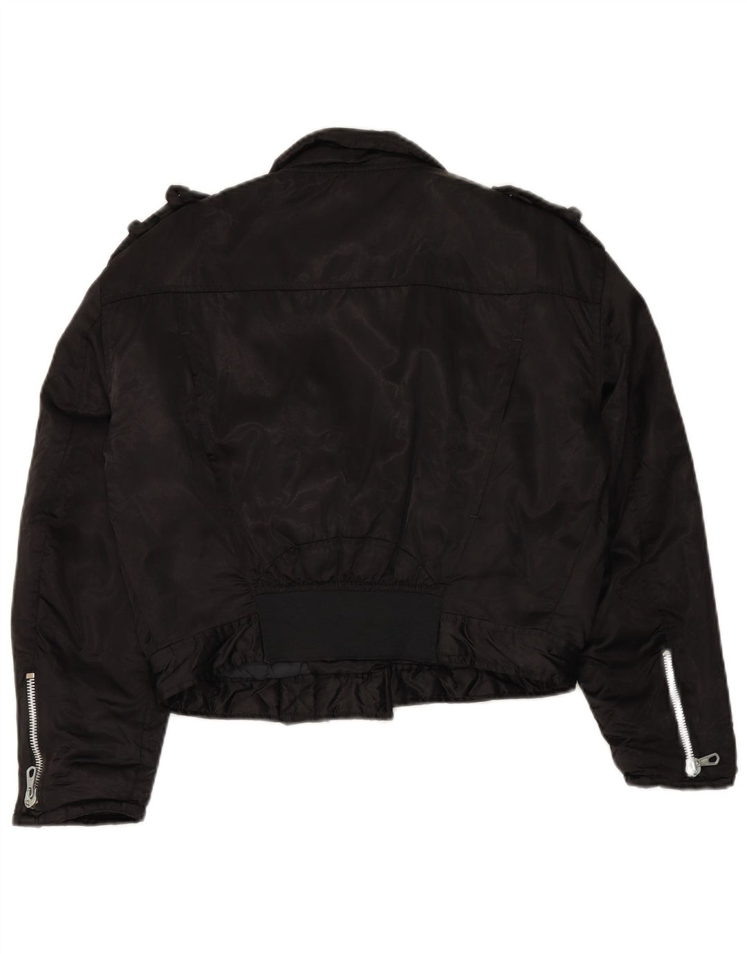 WAMPUM Bikerjakke i overstørrelse til kvinder UK 10 Lille sort nylon