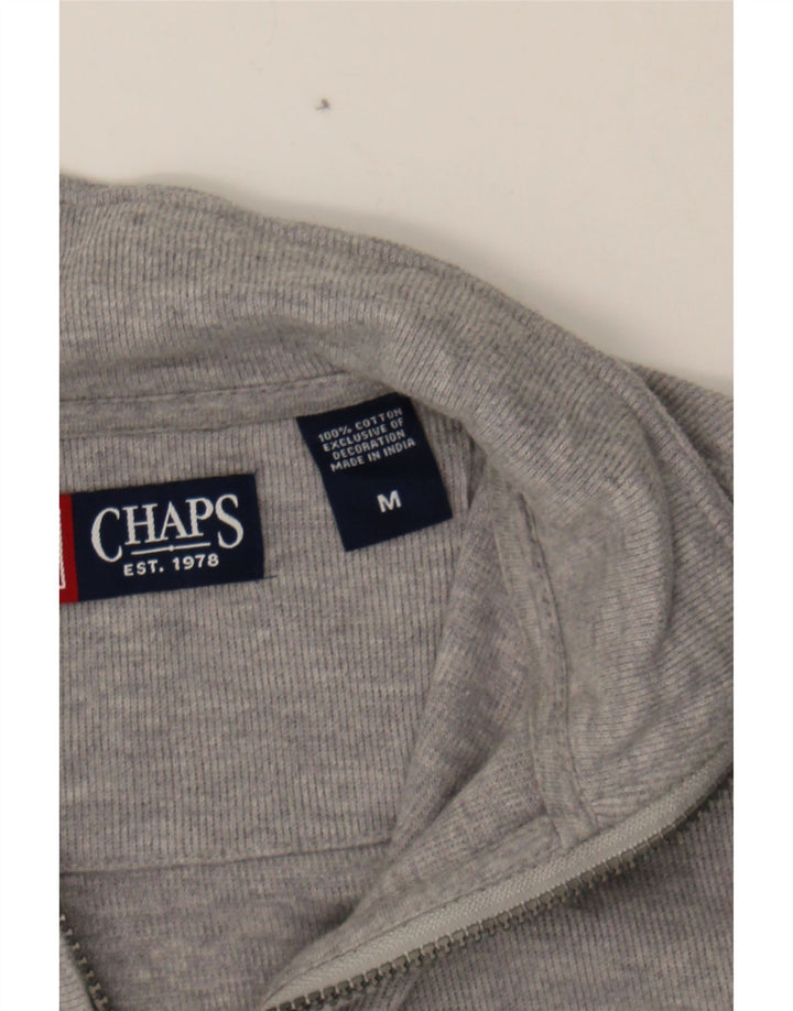 CHAPS Mens Zip Neck Sweatshirt Jumper Medium Grey Cotton Vintage Chaps and Second-Hand Chaps from Messina Hembry 