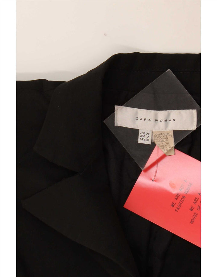 Zara Dame 1 Knap Blazer Jakke EU 34 2XS Sort Polyester