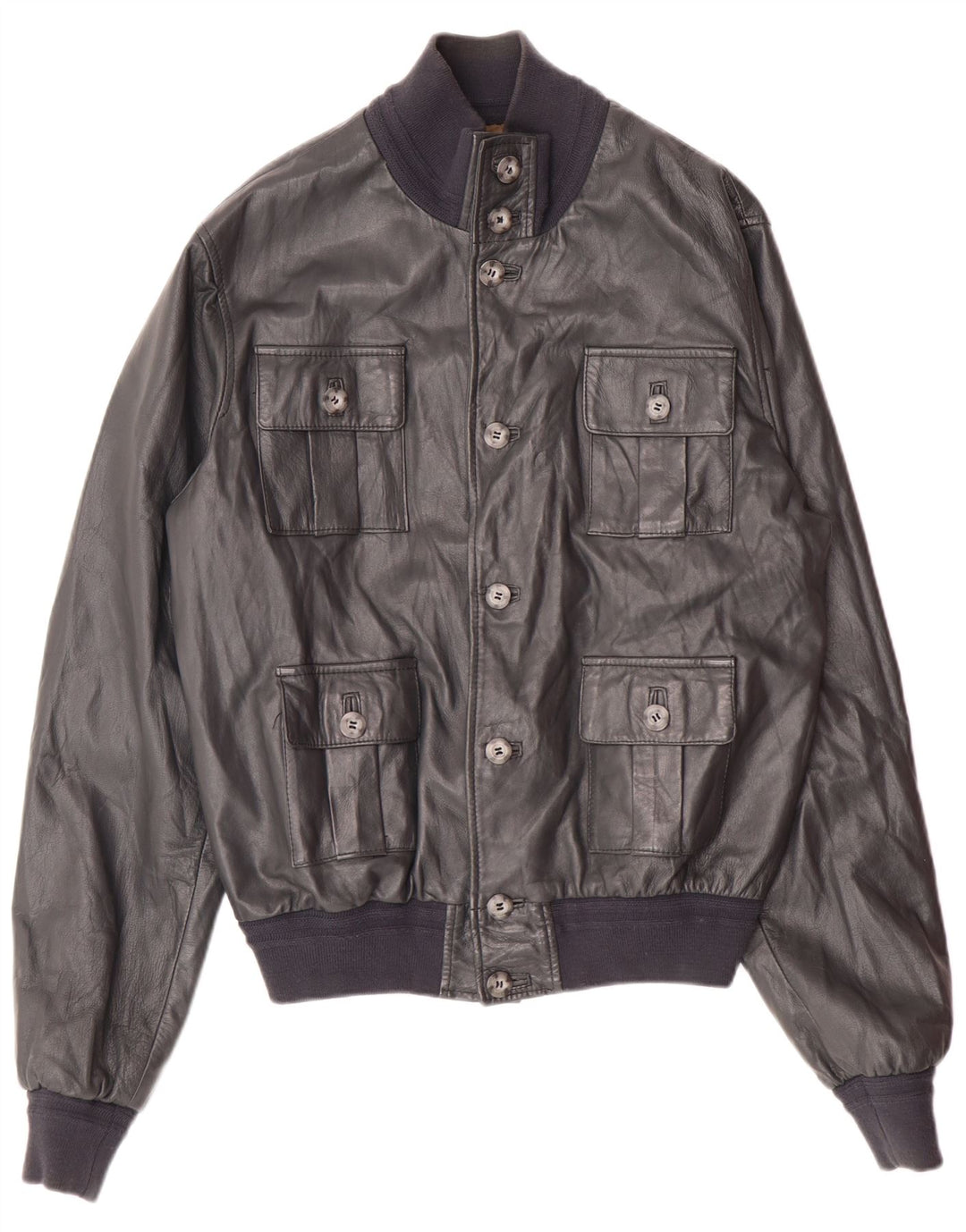 Vintage Herre Læder Bomber Jacket UK 36 Small Grey Læder