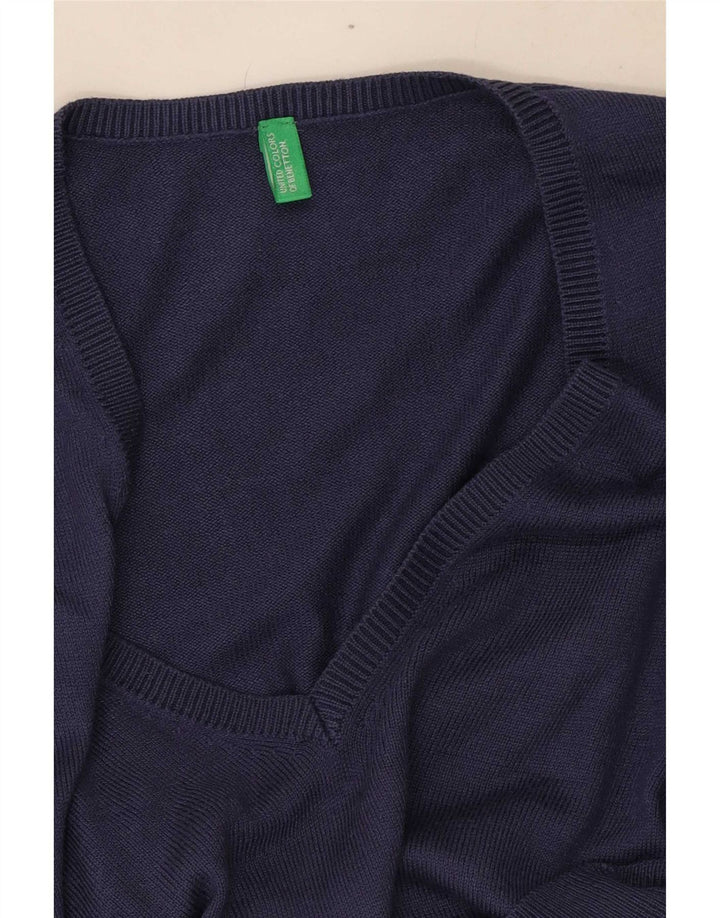 Benetton Dame V-hals sweater UK 8 Small Navy Blue