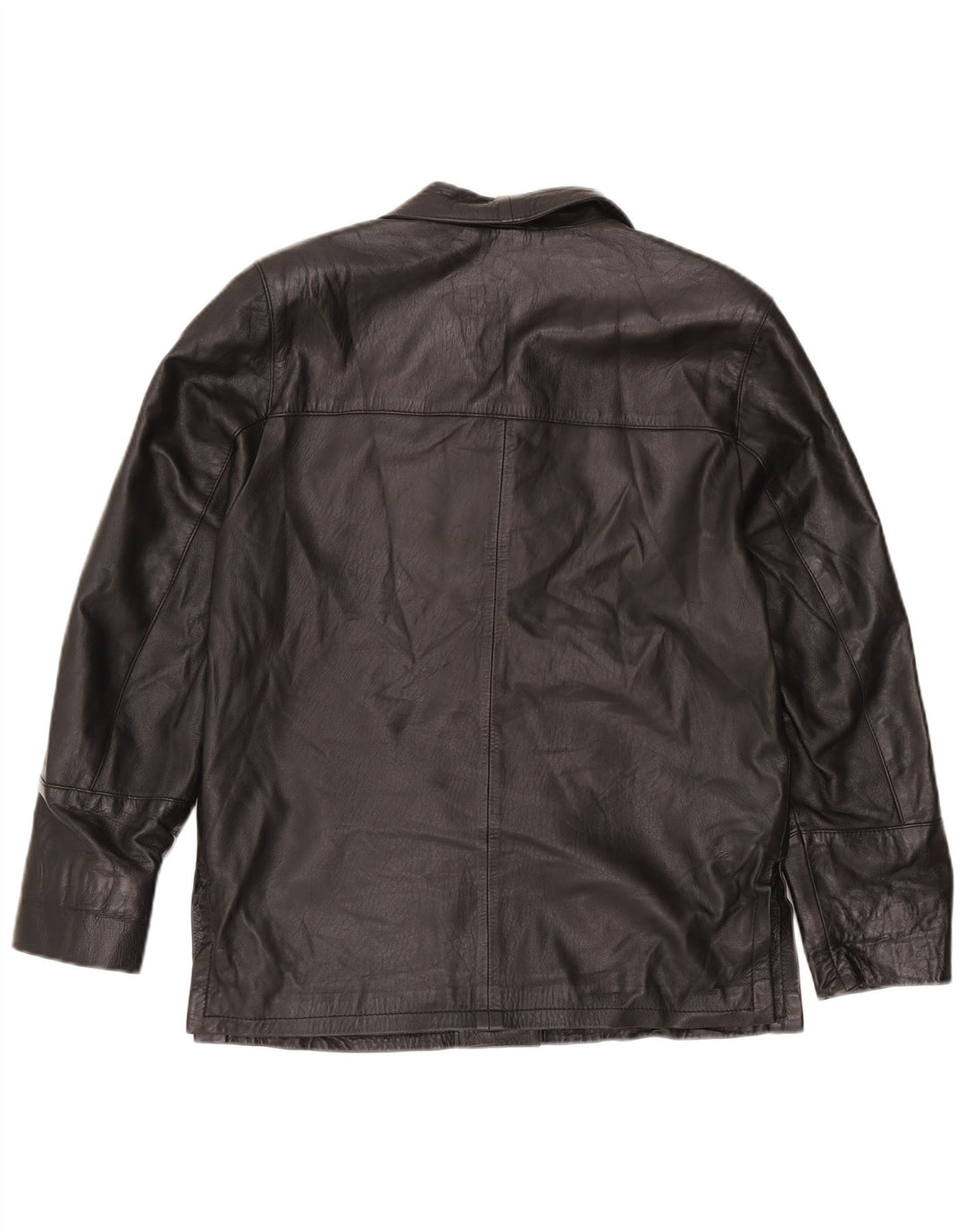 Vintage dameoversize 3-knaps læderblazerjakke IT 44 Medium Sort