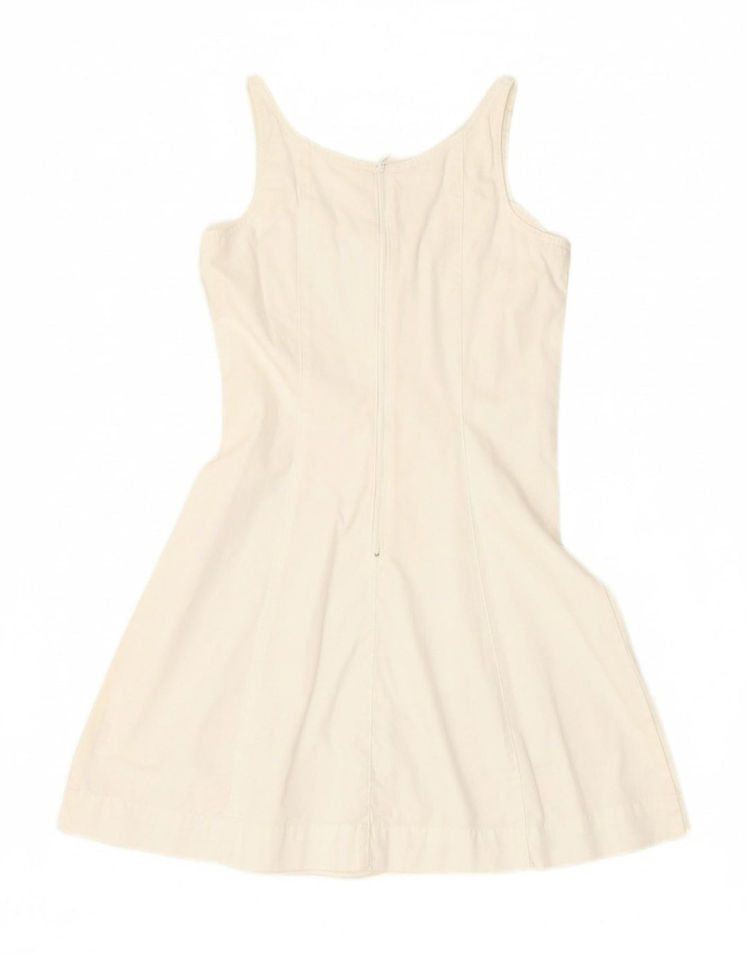 VINTAGE Womens Slip Dress UK 12 Medium Off White Cotton Vintage Vintage and Second-Hand Vintage from Messina Hembry 
