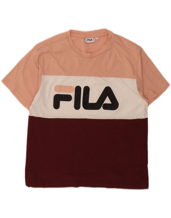 FILA Womens Graphic T-Shirt Top UK 10 Small Multicoloured Colourblock Vintage Fila and Second-Hand Fila from Messina Hembry 
