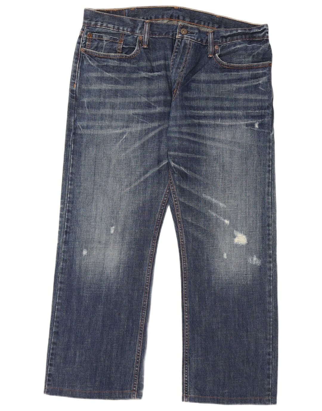LEVI'S Mens 514 Distressed Straight Jeans W38 L27  Blue Cotton