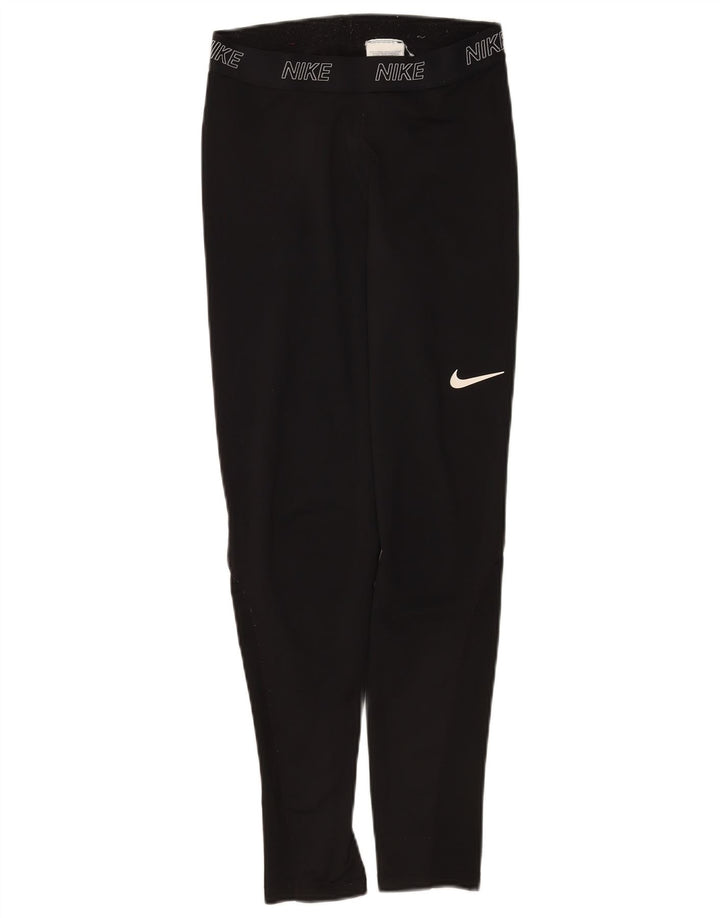 Nike Dame Dri Fit Grafiske Leggings UK 12 Medium Sort Polyester