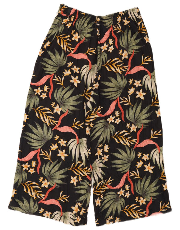 Element Dame Capri Bukser UK 10 Small W28 L20 Black Floral Rayon