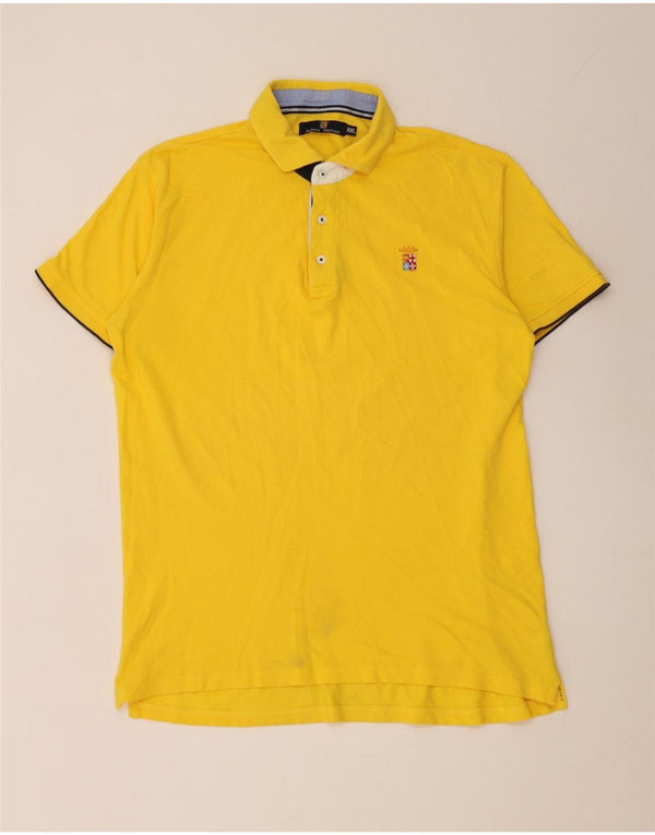 Marina Militare Mens Polo Shirt 2XL Yellow Cotton