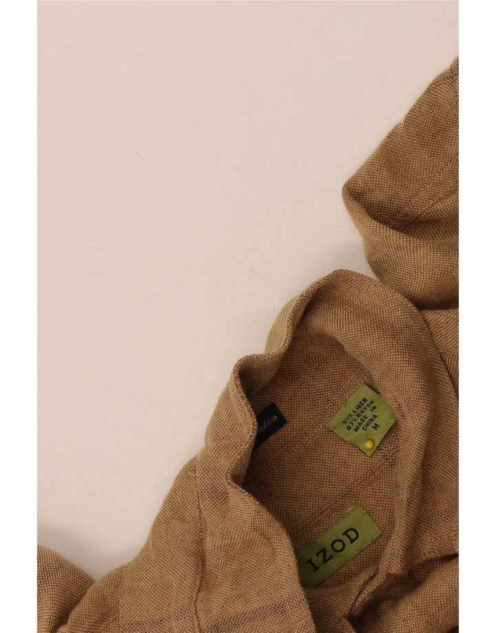 Izod Kortærmet Herreskjorte Medium Beige Ternet hør