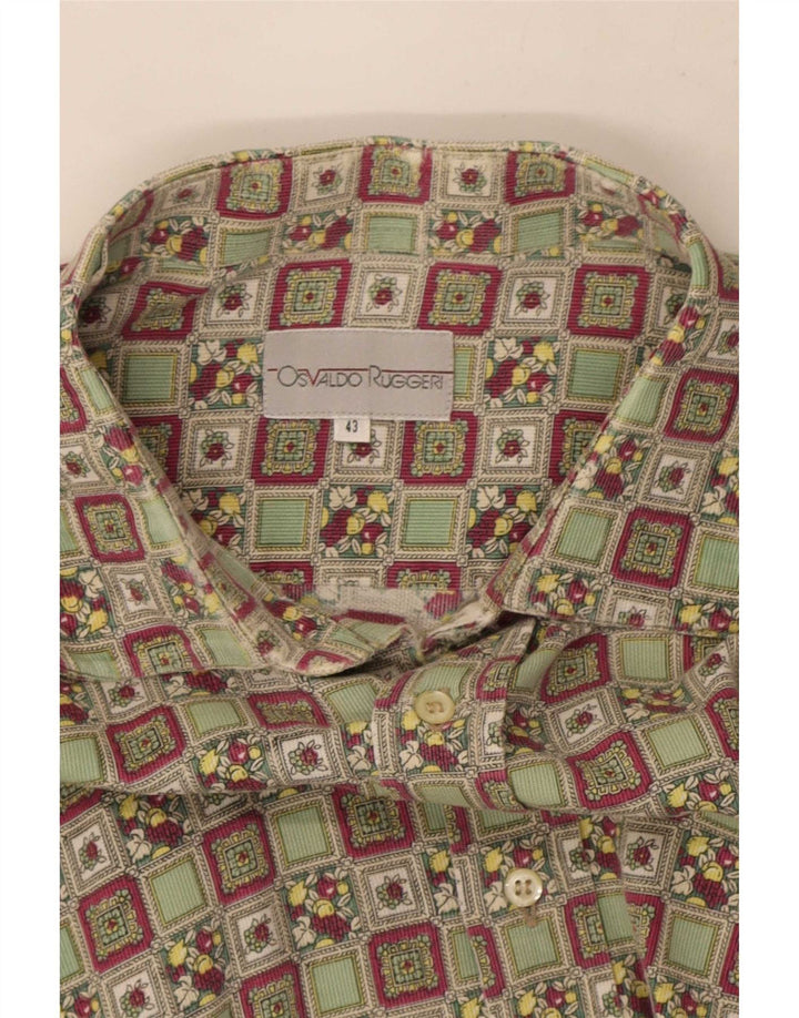 Vintage herreskjorte str. 43 Stor flerfarvet geometrisk