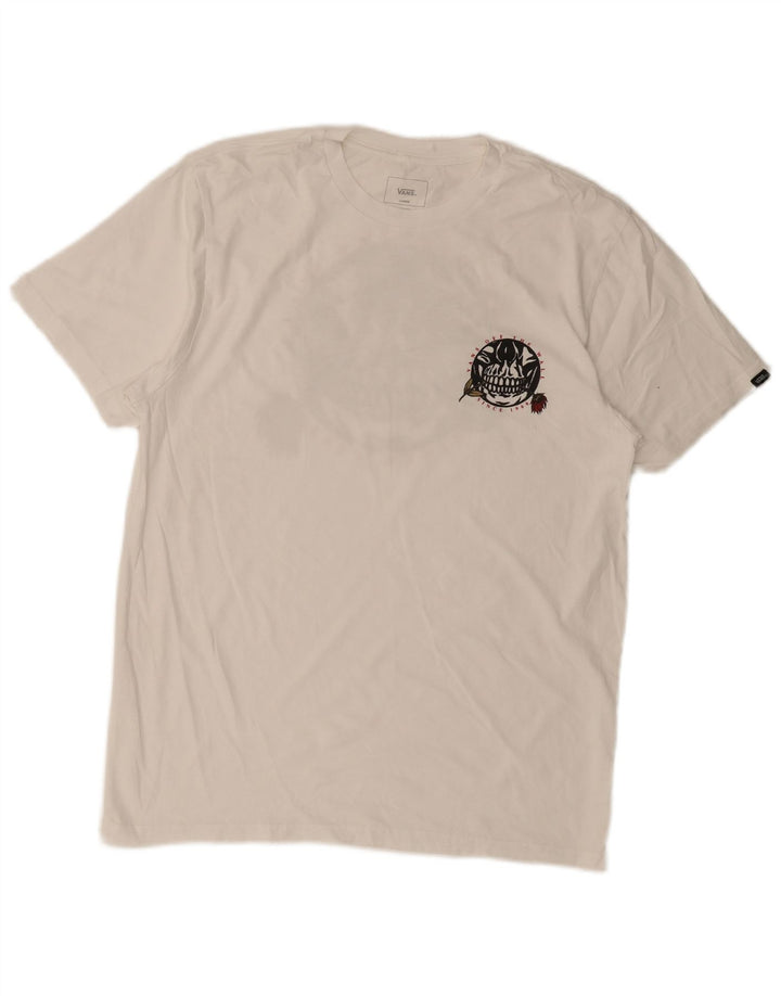 VANS Herre Slim Fit Grafisk T-Shirt Top Stor Hvid
