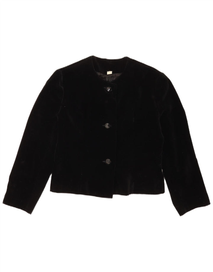 Vintage dame 3-knaps blazerjakke IT 44 Medium Sort bomuld