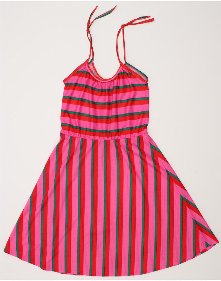 VINTAGE Womens Sundress UK 8 Small Pink Striped Vintage Vintage and Second-Hand Vintage from Messina Hembry 