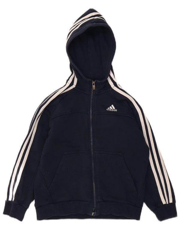 Adidas hættetrøje med lynlås til drenge 7-8 år marineblå bomuld