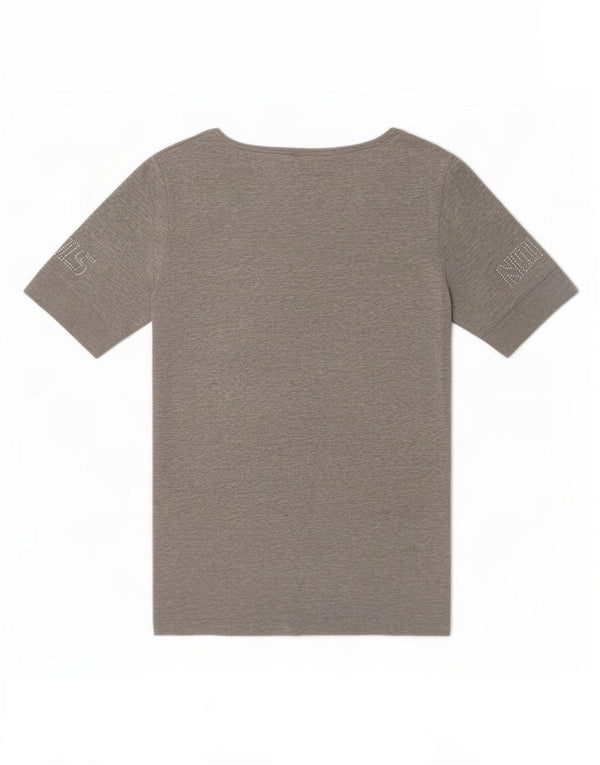North Sails Dame Grafisk T-Shirt Top UK 12 Medium Grey Flecked Bomuld
