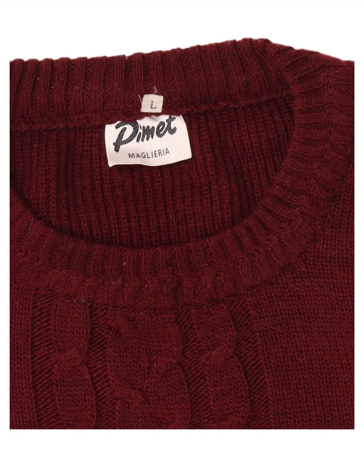 Pimet Herre Crew Neck Jumper Sweater Large Burgundy Geometric
