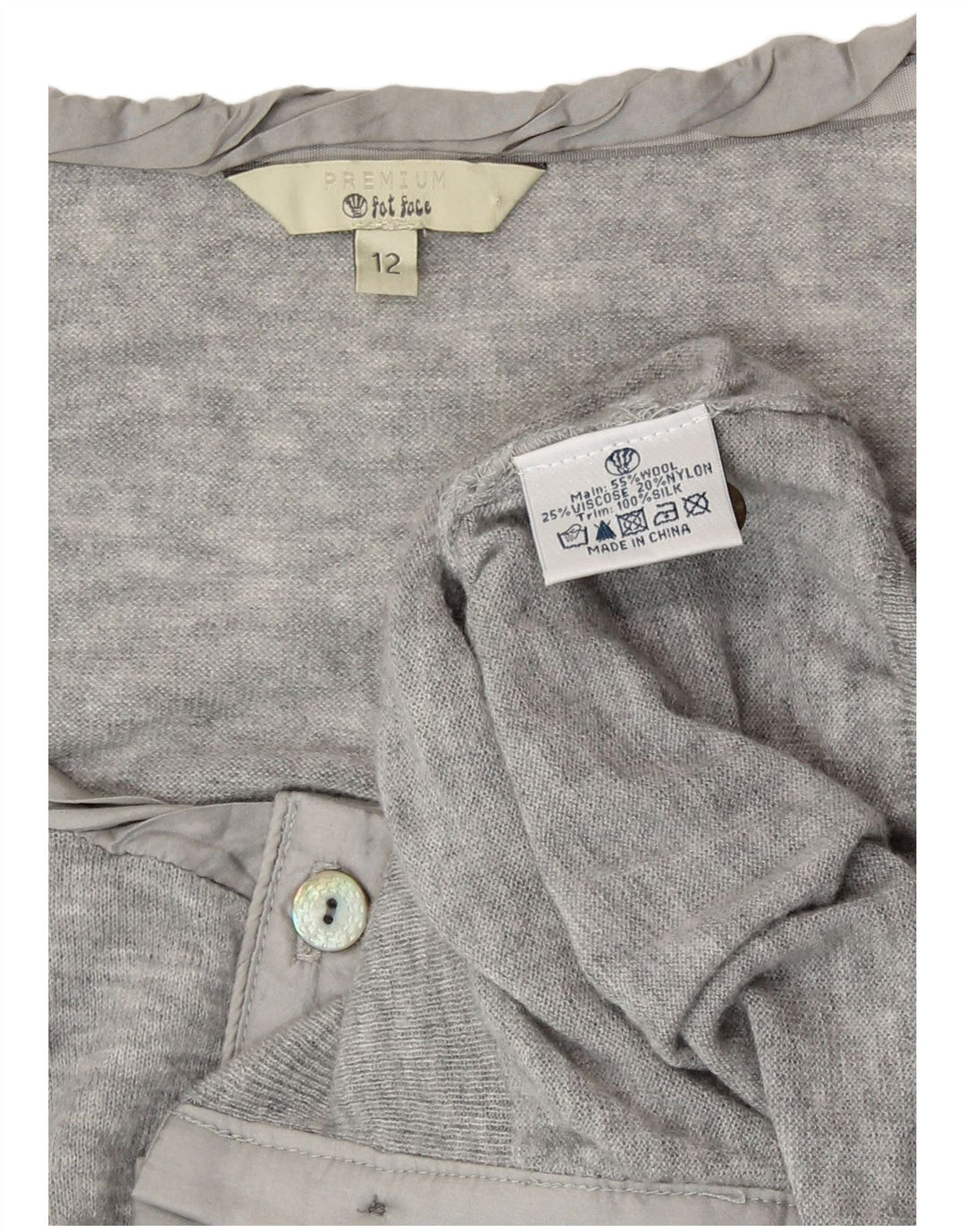 Fat Face Dame Cardigan Sweater UK 12 Medium Grey Uld