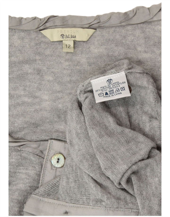 Fat Face Dame Cardigan Sweater UK 12 Medium Grey Uld