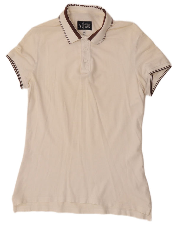 Armani Jeans Dame Polo Shirt UK 14 Medium White Bomuld