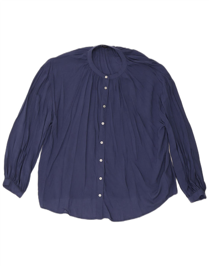Marks & Spencer skjortebluse til kvinder UK 14 Stor marineblå viskose