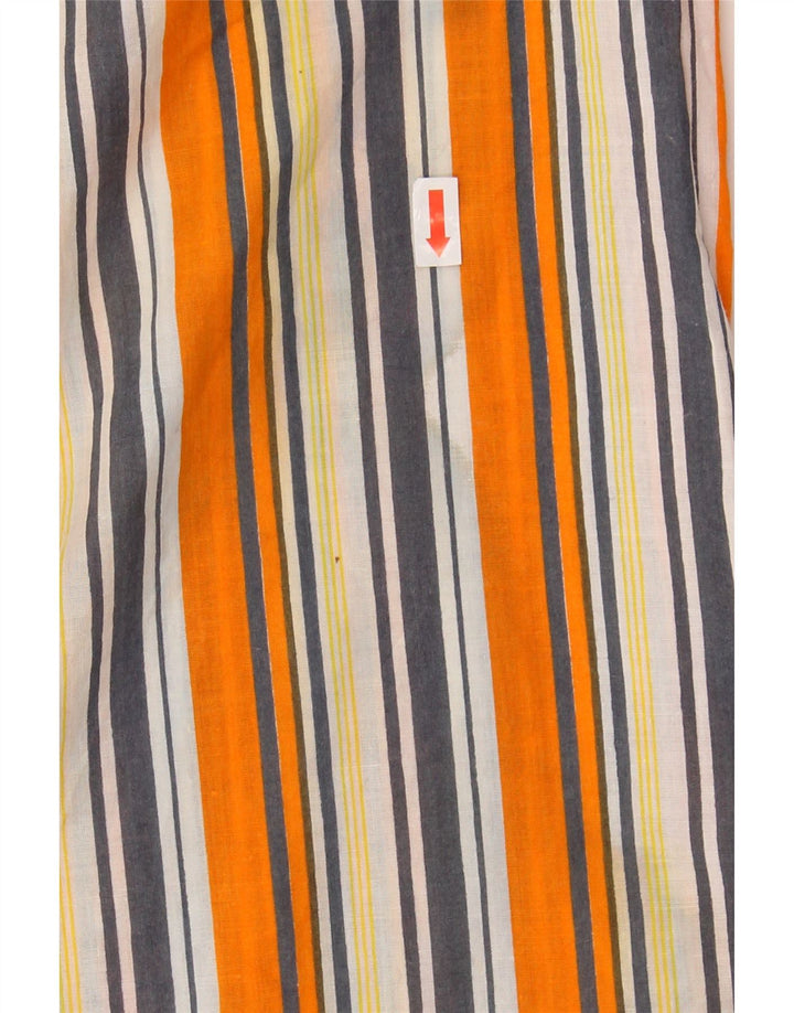 VINTAGE Womens Short Sleeve Shirt Blouse IT 42 Medium Orange Striped Vintage Vintage and Second-Hand Vintage from Messina Hembry 