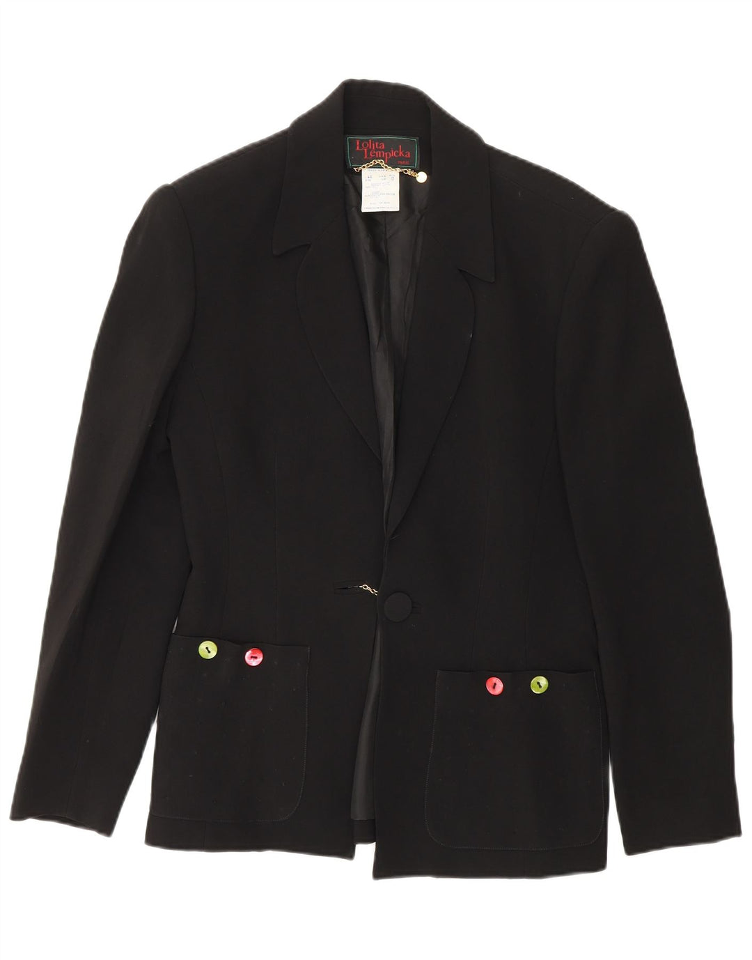 Lolita Lempicka Dame 1 Knap Blazer Jakke UK 12 Medium Sort Acetat