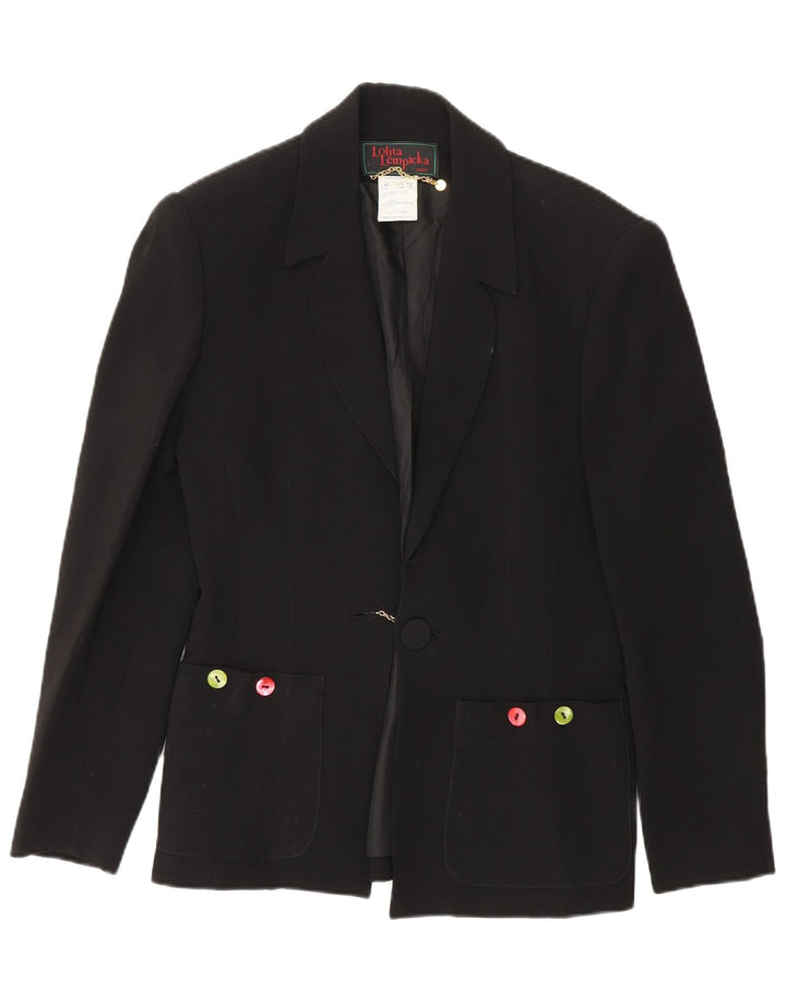 Lolita Lempicka Dame 1 Knap Blazer Jakke UK 12 Medium Sort Acetat