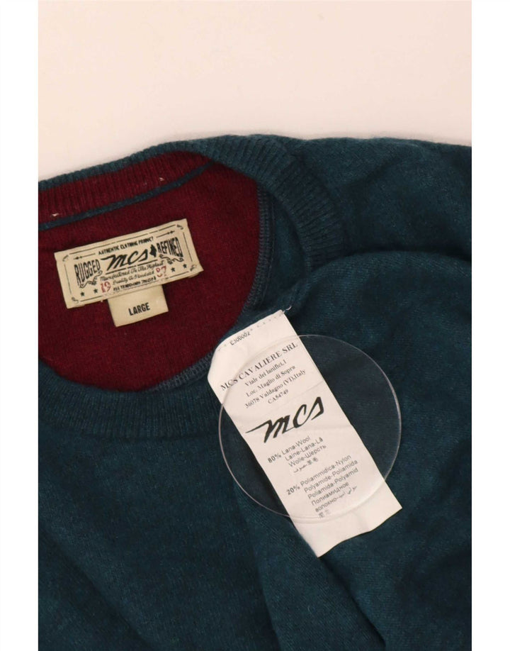 Marlboro Classics Herre Crew Neck Jumper Sweater Large Blue Wool