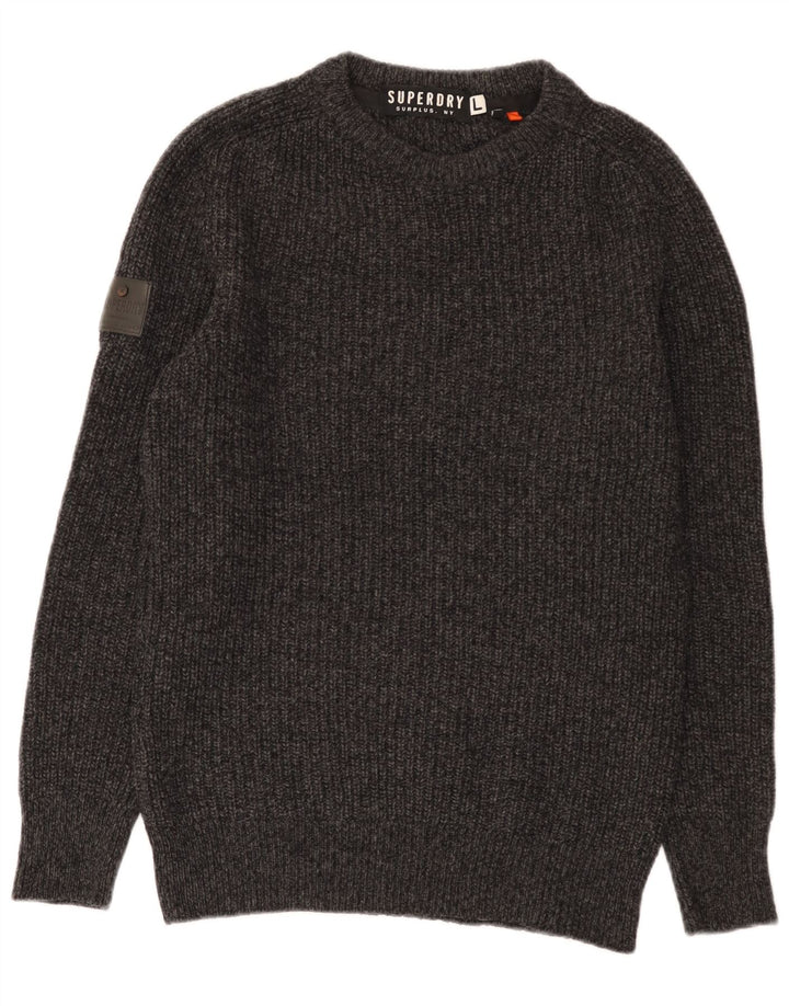 Superdry Herre Boat Neck Jumper Sweater Stor Grå Uld