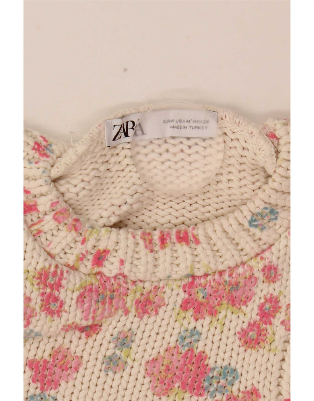 Zara Womens Crop Vest Tank Top UK 12 Medium White Floral Polyester