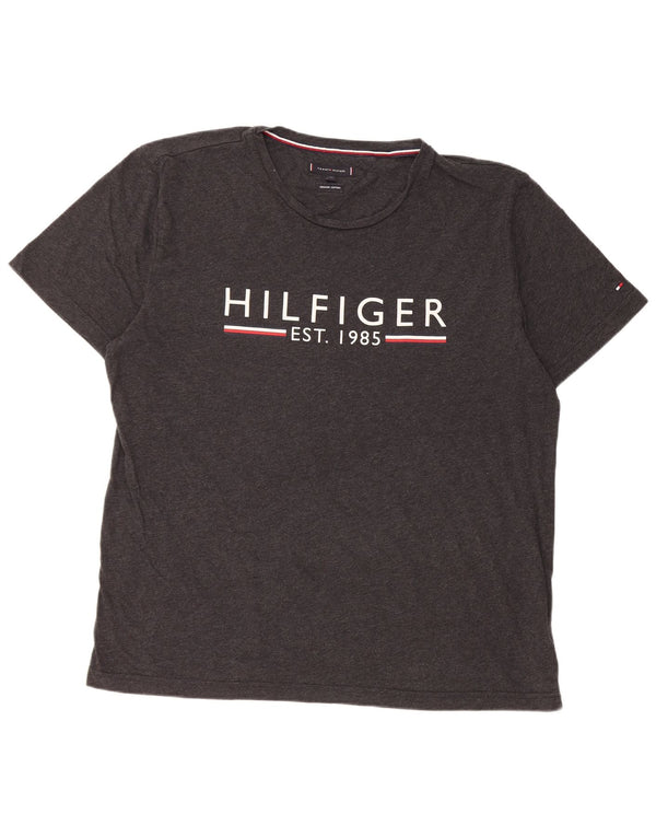 Tommy Hilfiger Herre Grafisk T-Shirt Top 2XL Grå Bomuld
