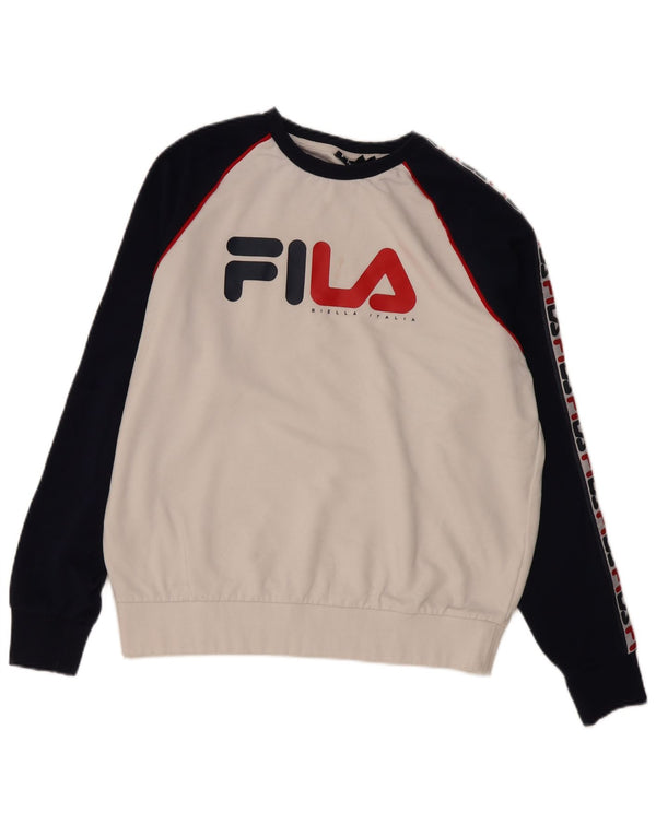 FILA Grafisk Sweatshirt-trøje til mænd Stor Hvid Colourblock Bomuld