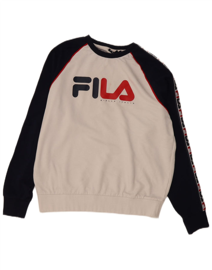FILA Grafisk Sweatshirt-trøje til mænd Stor Hvid Colourblock Bomuld