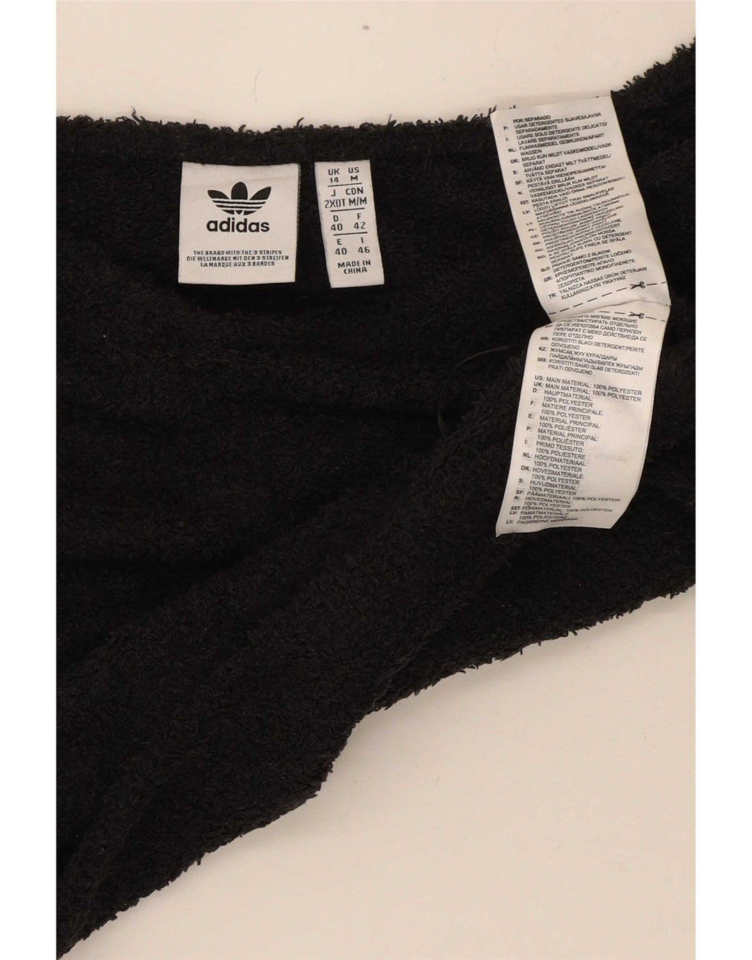 Adidas Dame Off Shoulder Fleece Crop Top UK 14 Medium Sort Polyester