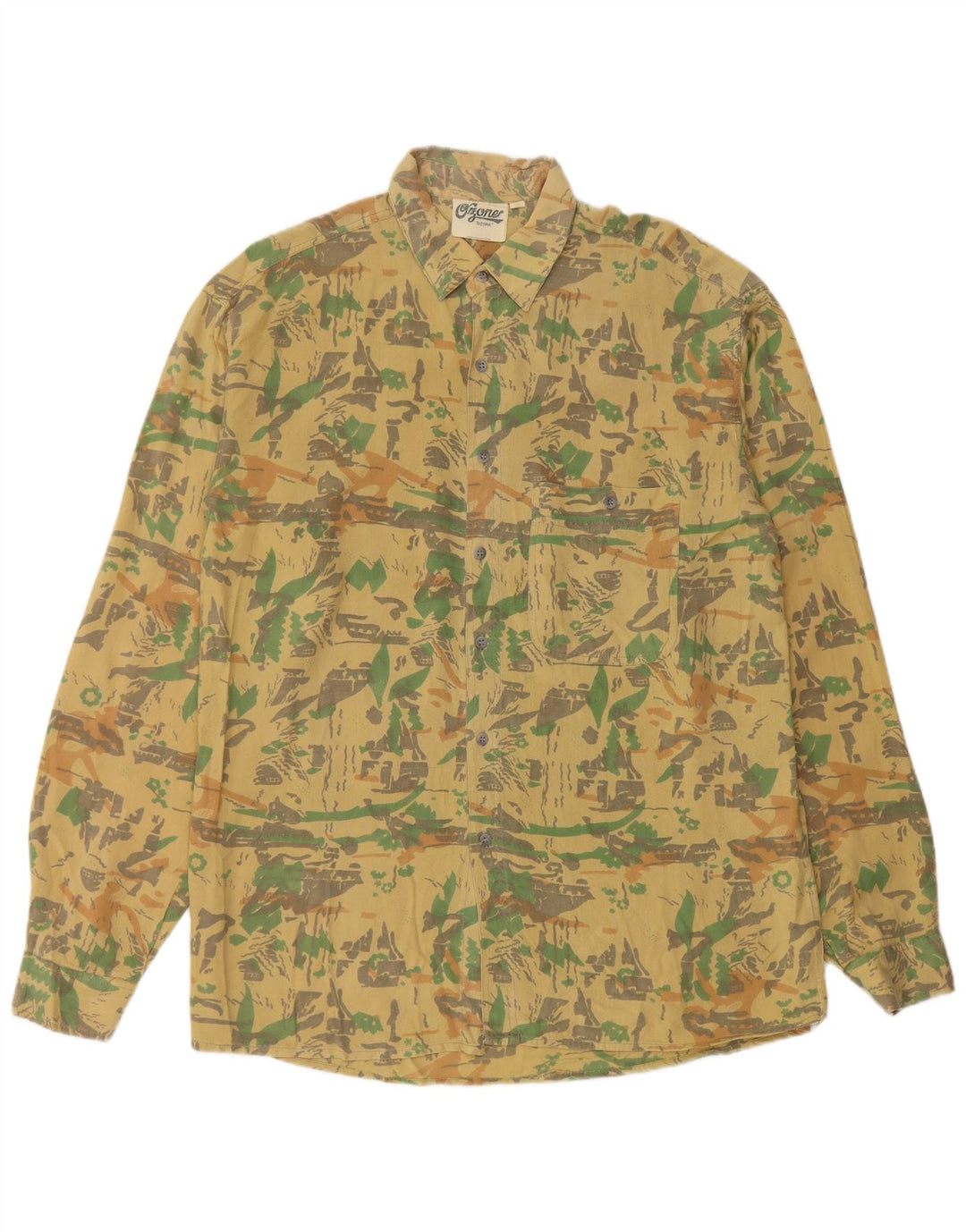 Ozon Herre abstrakt mønster skjorte medium gul viskose