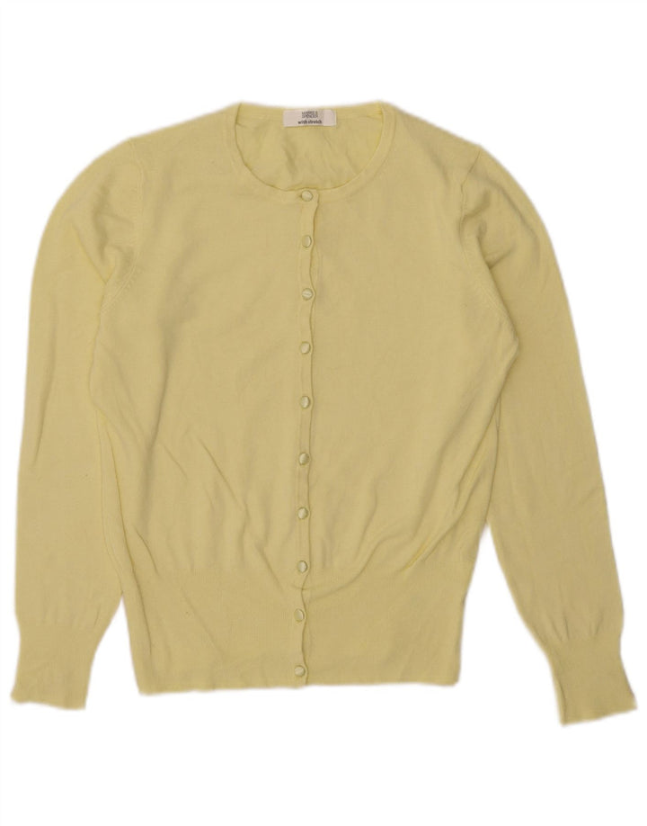 Marks & Spencer Dame Cardigan Sweater UK 12 Medium Yellow Viscose