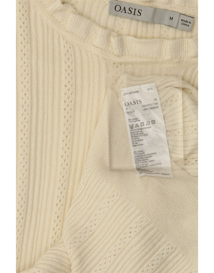 Oasis Dame Top Langærmet UK 12 Medium Off White Viscose