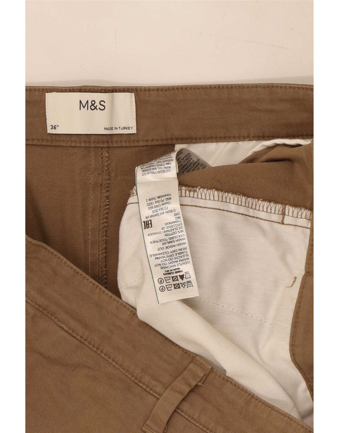 Marks & Spencer Herre Chino Shorts Large W36 Beige Bomuld