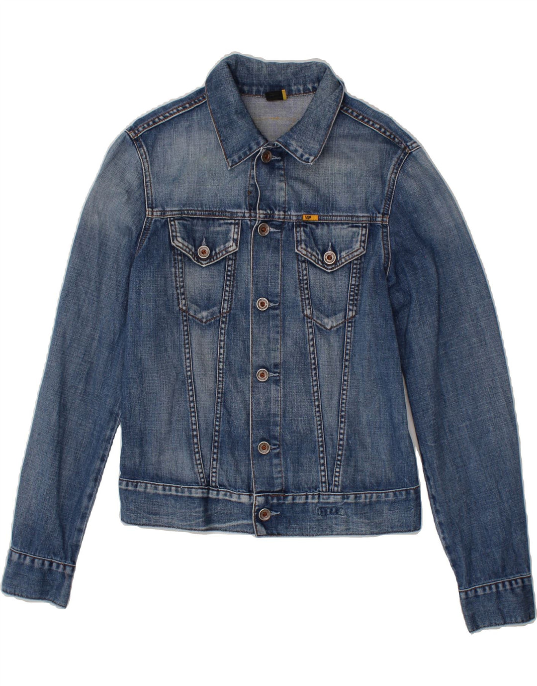 MELTIN' POT Womens Denim Jacket UK 10 Small Blue Cotton Vintage Meltin' Pot and Second-Hand Meltin' Pot from Messina Hembry 