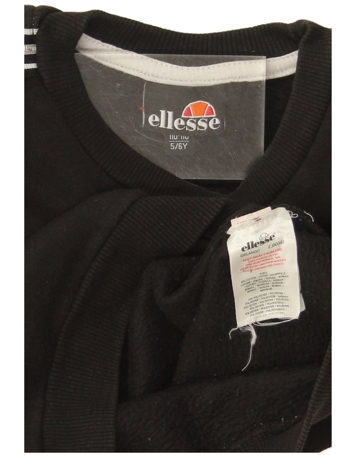 ELLESSE Boys Graphic Sweatshirt Jumper 5-6 Years Black Cotton