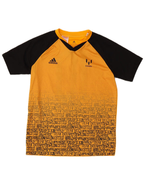 Adidas Boys MESSI Grafisk T-Shirt Top 11-12 År Gul Polyester Sports
