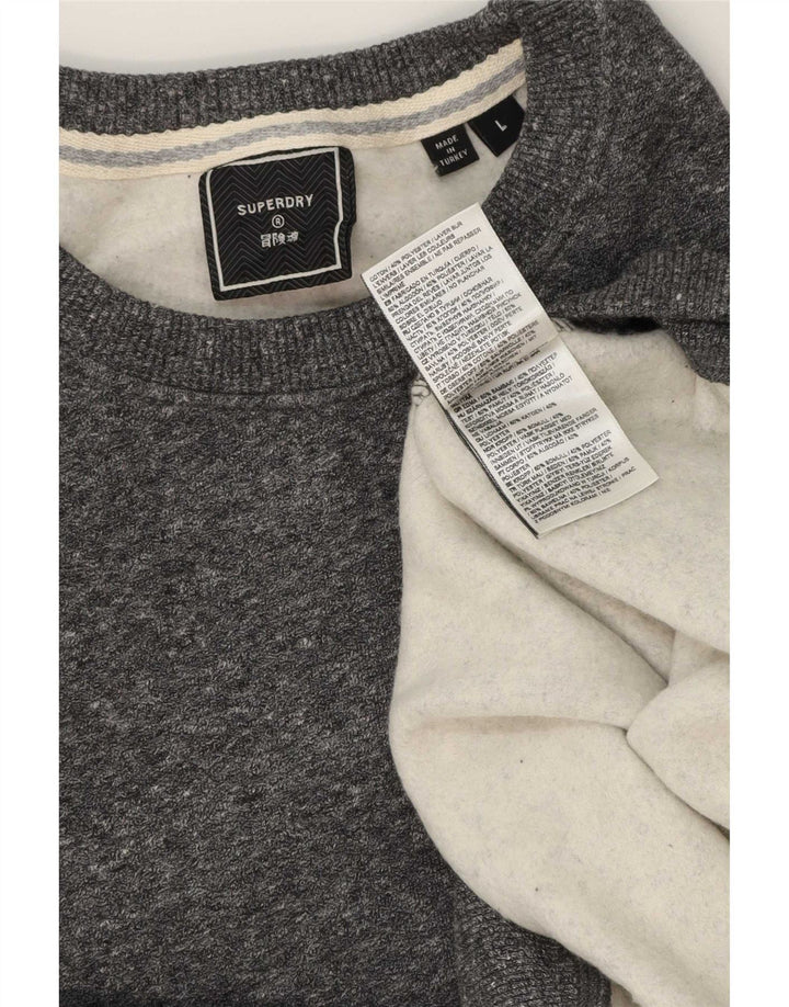 Superdry Sweatshirt-trøje til mænd, stor grå flækket bomuld