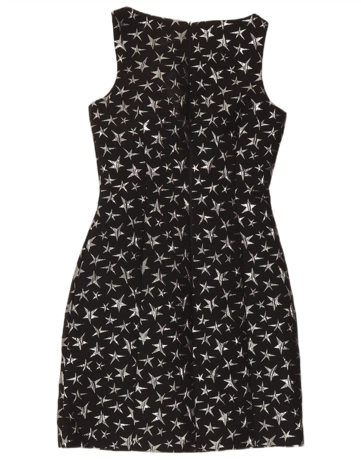 WAREHOUSE Kvinder Abstrakt Mønster Skede Kjole UK 8 Lille Sort