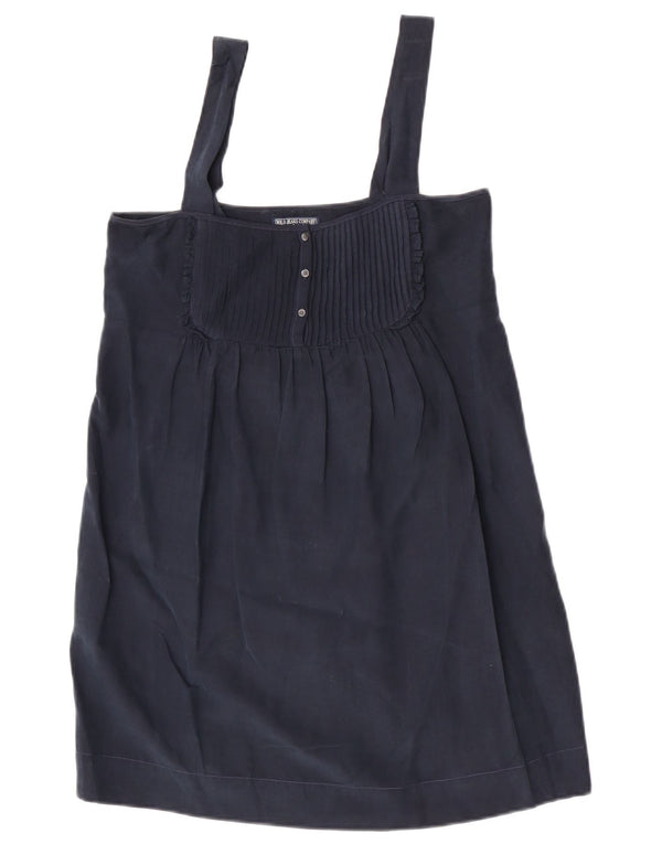 Ralph Lauren Dame ærmeløs bluse Top UK 12 Medium Navy Blue Silke