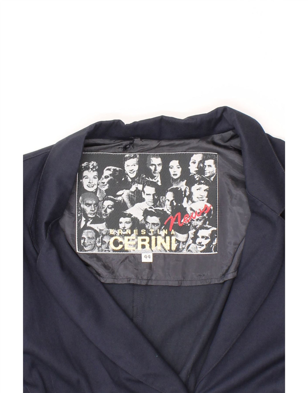 ERNESTINA CERINI Womens 3 Button Blazer Jacket IT 44 Medium Navy Blue Vintage Ernestina Cerini and Second-Hand Ernestina Cerini from Messina Hembry 