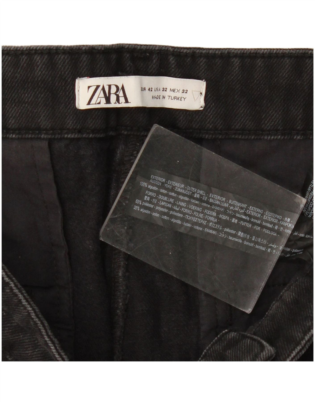 ZARA Herre Slim Jeans EU 42 Large W32 L27 Sort Bomuld