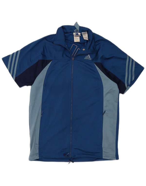 Adidas Boys Graphic Tracksuit Top Jacket 15-16 Years Blue Colourblock
